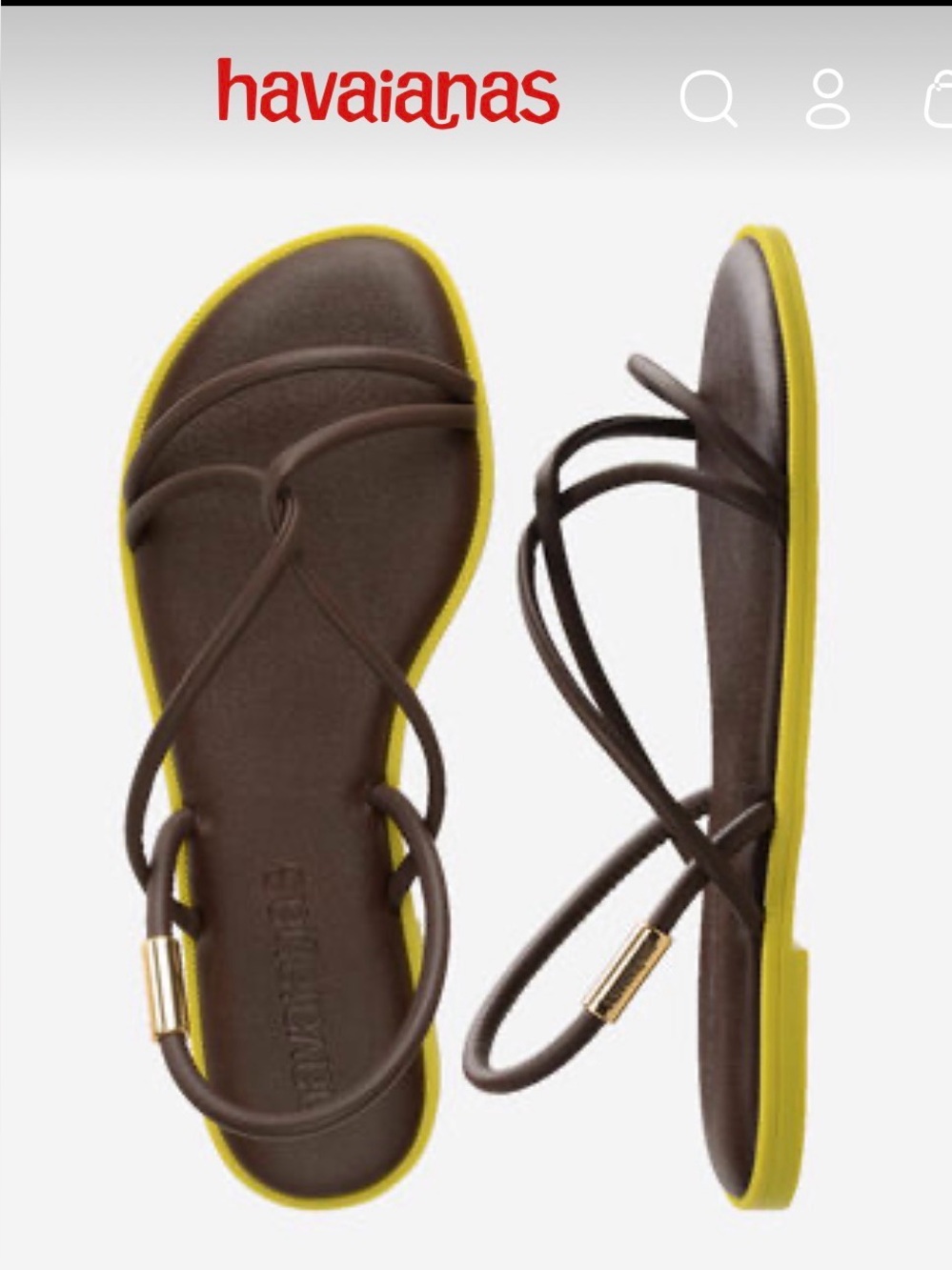 Havaianas Una Manga Women's Brown and Yellow Strappy Flat Sandals